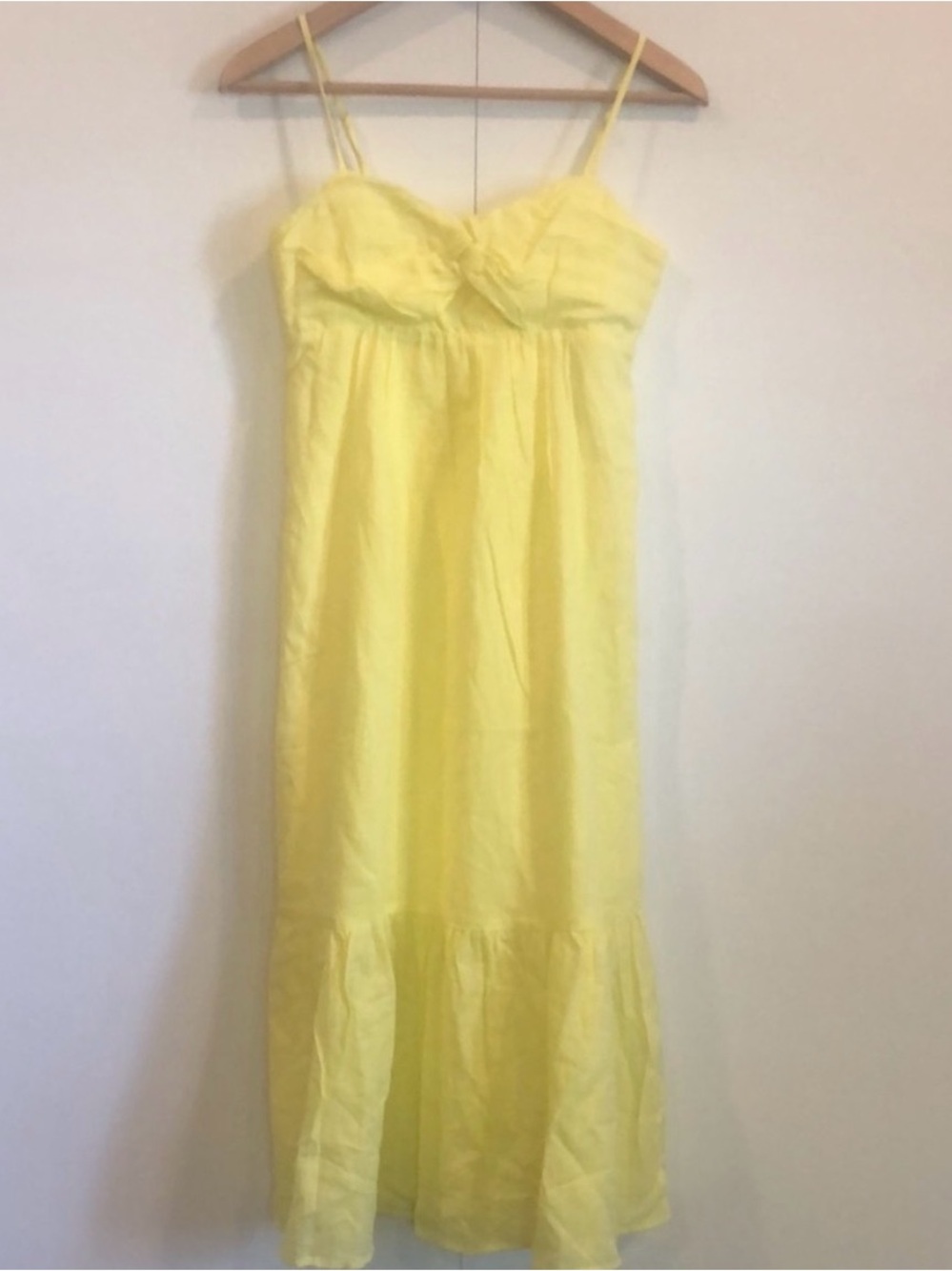 NWOT Banana Republic yellow linen front knot midi dress sundress